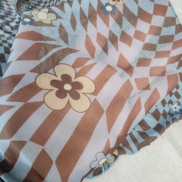 Blue and Brown Mesh Crop-top Size M - Picture 7 of 8